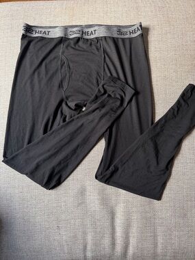 32°Heat Men's Black Thermal Long Johns